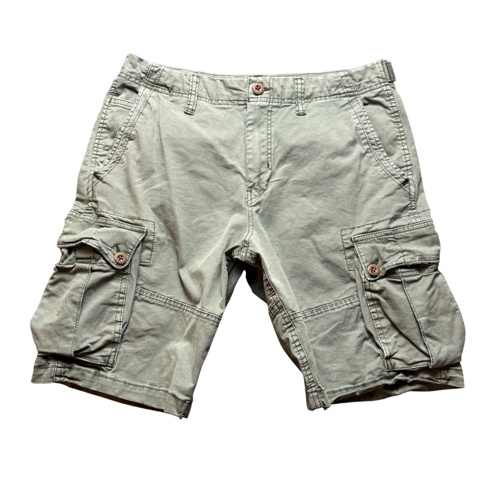 American Eagle Cargo Shorts Mens 34 Green Cotton Classic Multi Pocket Utility